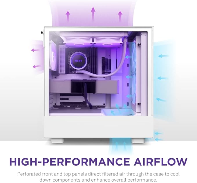 NZXT H5 Flow Edition ATX Mid Tower RGB Case White NZXT H5 Flow Edition ATX Mid Tower RGB Case White